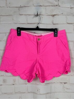 Lilly Pulitzer Buttercup Shorts Pink Scallop Hem Preppy Button Zip Size 6